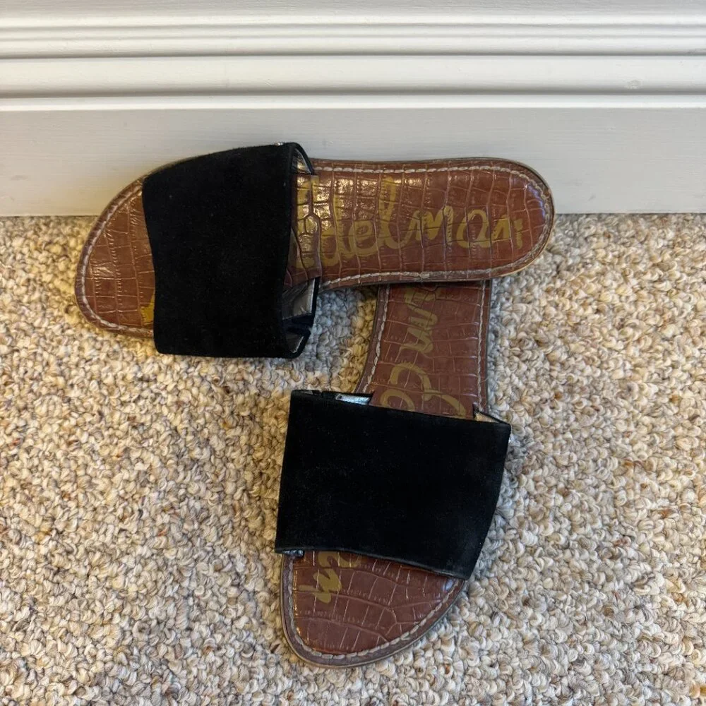 Sam Edelman black slip on sandals with suede strap - women's 9 - Picture 3 of 7